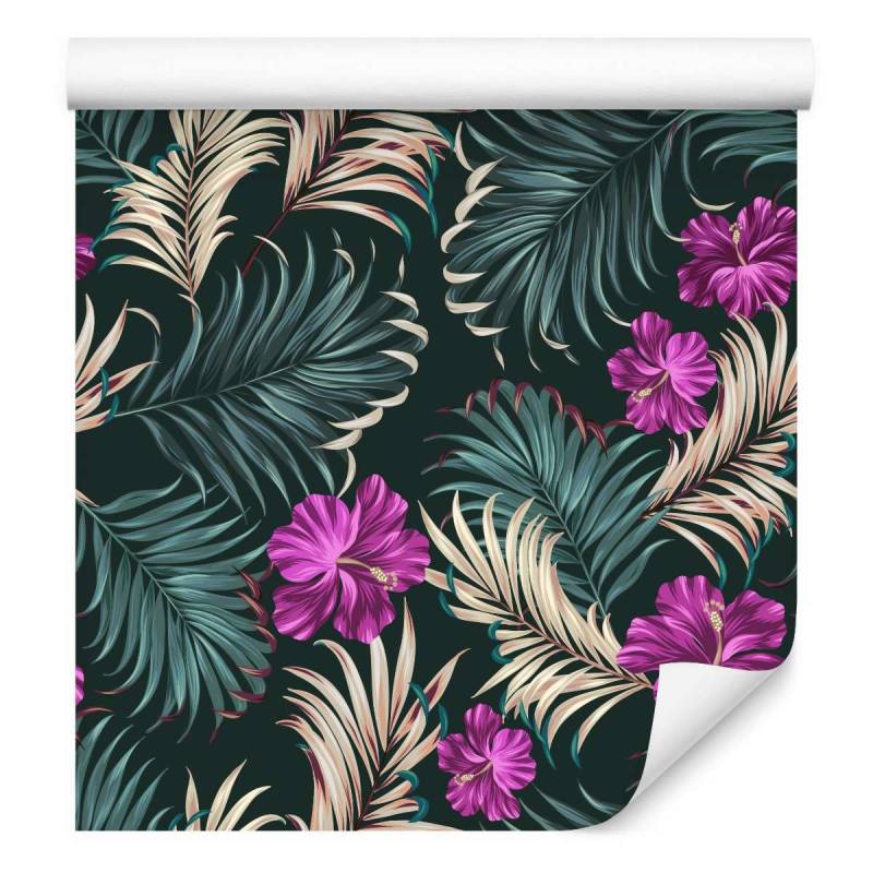 Tapeta Hibiskus Z Tropikalnymi Liśćmi