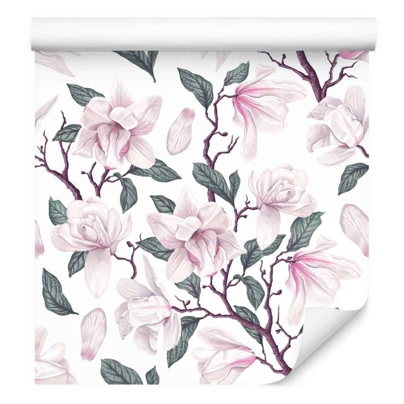 Tapeta Malowane Kwitnące Kwiaty Magnolii