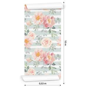 Tapeta Kwiaty - Pastelowe Róże I Peonie