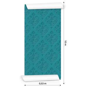 Tapeta Turkusowe Ornamenty - Efekt 3D