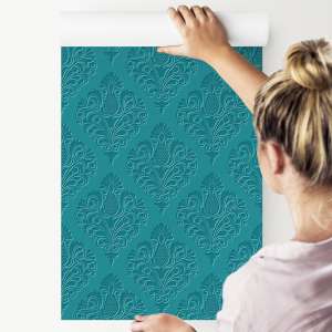 Tapeta Turkusowe Ornamenty - Efekt 3D