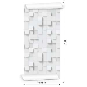 Tapeta Biała Nowoczesna Mozaika - Efekt 3D