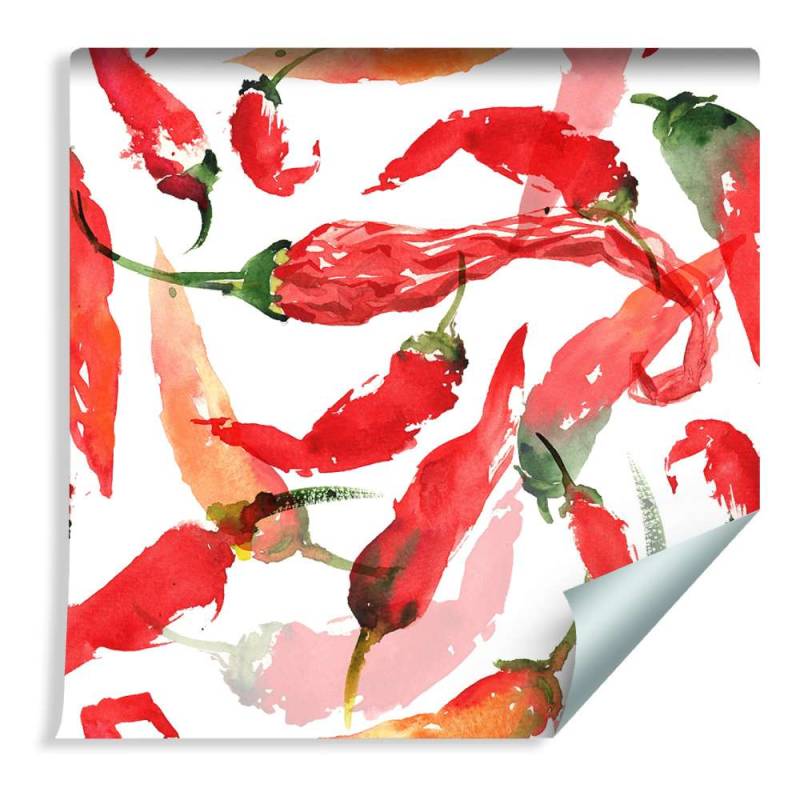 Tapeta Do Kuchni - Papryczki Chili Malowane Akwarelą