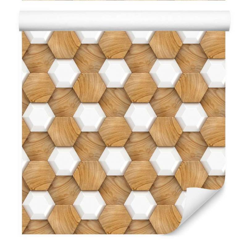 Tapeta Drewniana Mozaika 3D