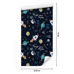 Tapeta Do Pokoju Dziecka Kosmos Rakiety Gwiazdy