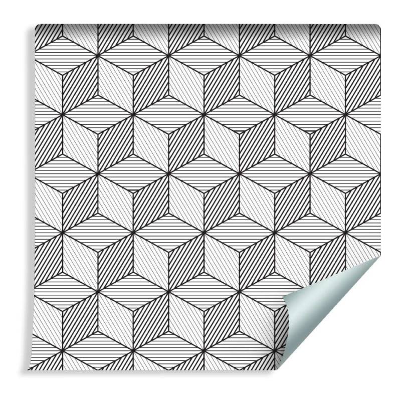 Tapeta Geometryczna-Czarno-Białe Sześciany
