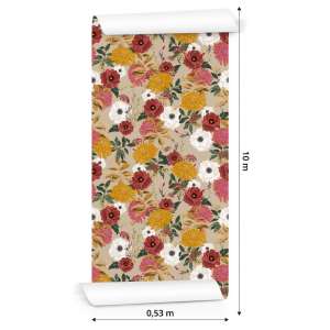 Tapeta Kolorowe Kwiaty W Stylu Retro