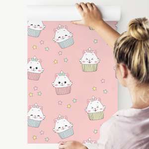 Tapeta Dla Dzieci-Śliczne Kotki-Muffinki
