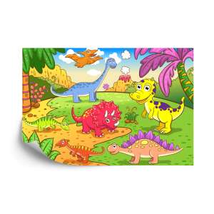Fototapeta Kolorowe Dinozaury Na Polanie
