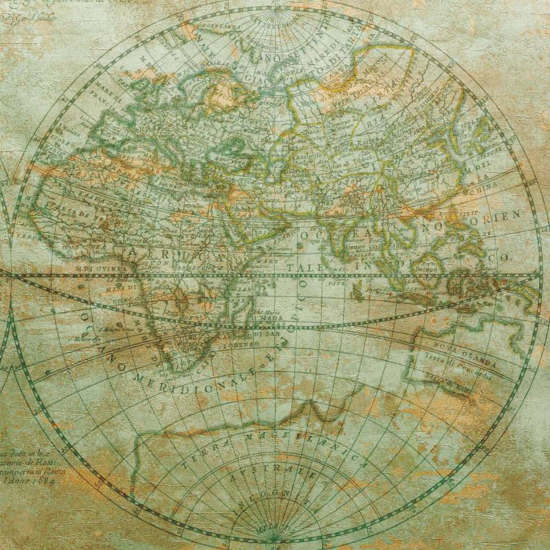 Fototapeta Okrągła Mapa Mundi Wschód – Stylowa Podróż przez Wschodnią Część Świata