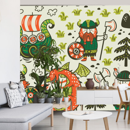 Fototapeta Wikingowie I Smoki