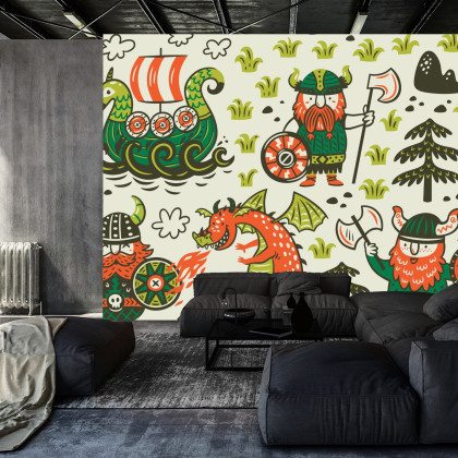 Fototapeta Wikingowie I Smoki