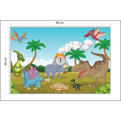 Fototapeta Kolorowe Dinozaury I Wulkan