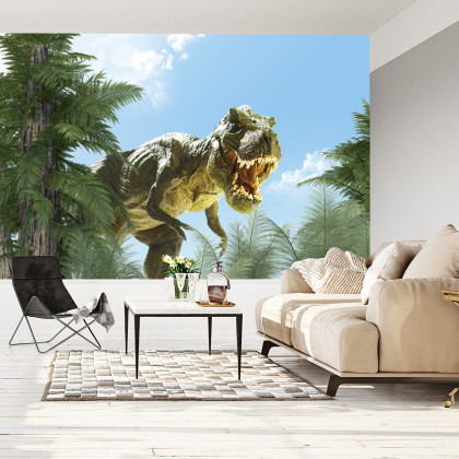 Fototapeta Wielki Dinozaur T-Rex I Palmy