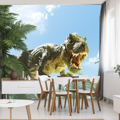 Fototapeta Wielki Dinozaur T-Rex I Palmy