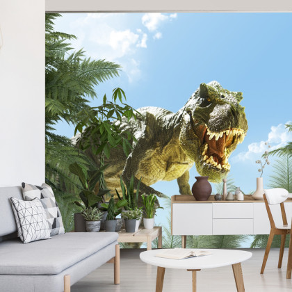Fototapeta Wielki Dinozaur T-Rex I Palmy