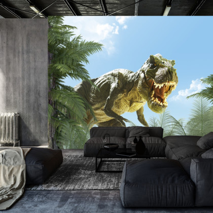 Fototapeta Wielki Dinozaur T-Rex I Palmy