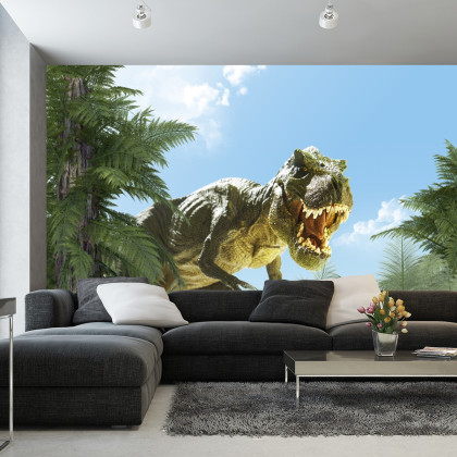 Fototapeta Wielki Dinozaur T-Rex I Palmy