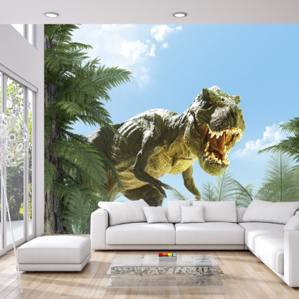 Fototapeta Wielki Dinozaur T-Rex I Palmy