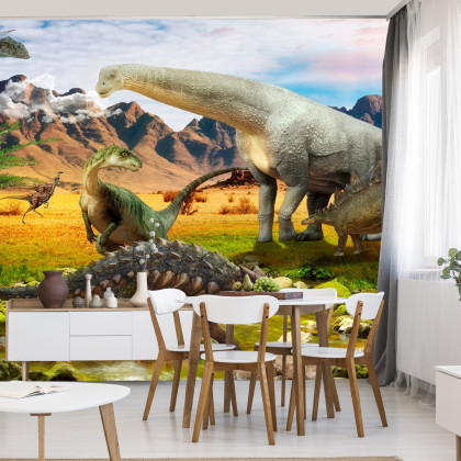 Fototapeta Realistyczne Dinozaury Nad Rzeką