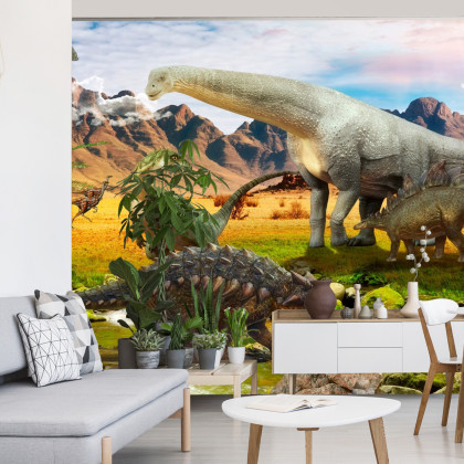 Fototapeta Realistyczne Dinozaury Nad Rzeką