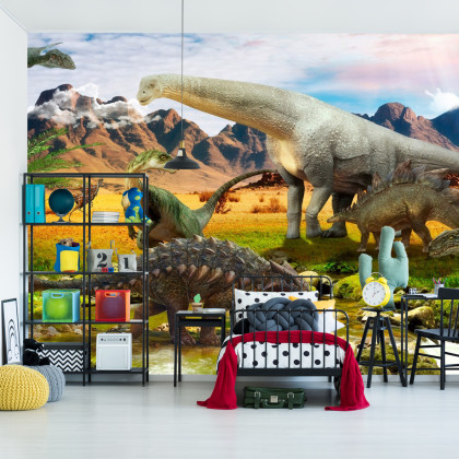 Fototapeta Realistyczne Dinozaury Nad Rzeką