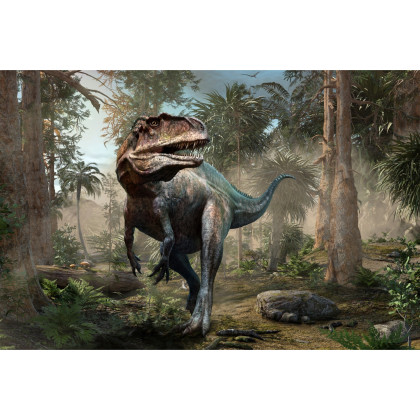 Fototapeta Realistyczny Dinozaur I Palmy