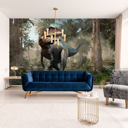 Fototapeta Realistyczny Dinozaur I Palmy
