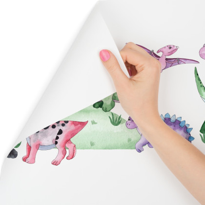 Fototapeta Pastelowe Dinozaury Na Polanie