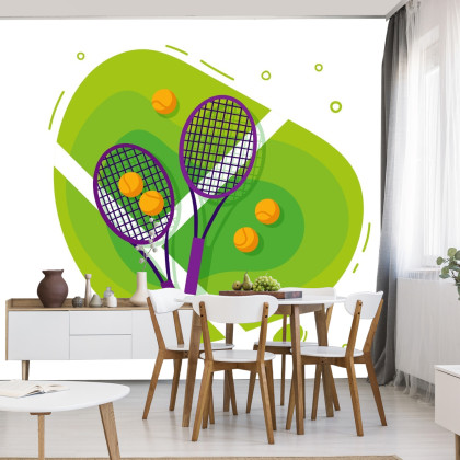 Fototapeta Rysowane Piłki I Rakiety Do Tenisa