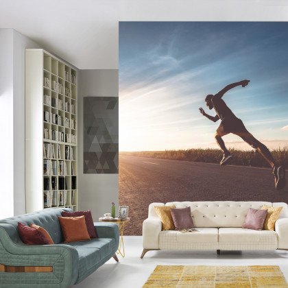 Fototapeta Biegnący Sportowiec Na Drodze 3D