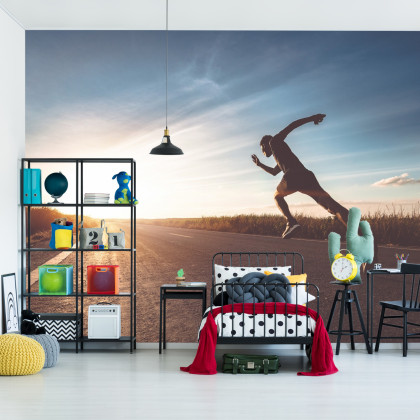 Fototapeta Biegnący Sportowiec Na Drodze 3D