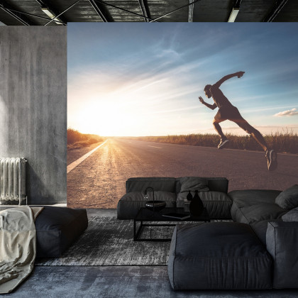 Fototapeta Biegnący Sportowiec Na Drodze 3D