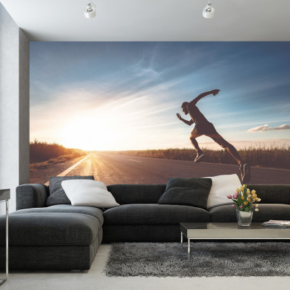 Fototapeta Biegnący Sportowiec Na Drodze 3D