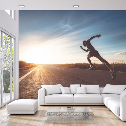 Fototapeta Biegnący Sportowiec Na Drodze 3D