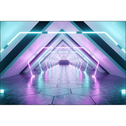 Fototapeta 3D Tunel - Neony