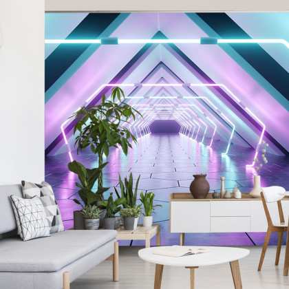 Fototapeta 3D Tunel - Neony