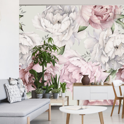 Fototapeta Kwiaty Peonie W Pastelowych Barwach