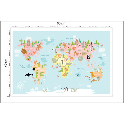 Fototapeta Mapa Świata Ze Zwierzętami