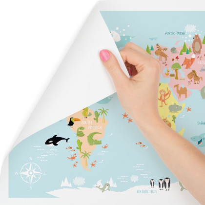 Fototapeta Mapa Świata Ze Zwierzętami