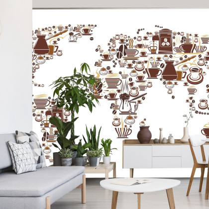 Fototapeta Kawowa Mapa Świata