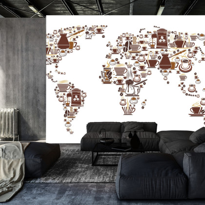 Fototapeta Kawowa Mapa Świata