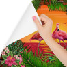 Fototapeta Flamingi Za Ceglaną Ścianą