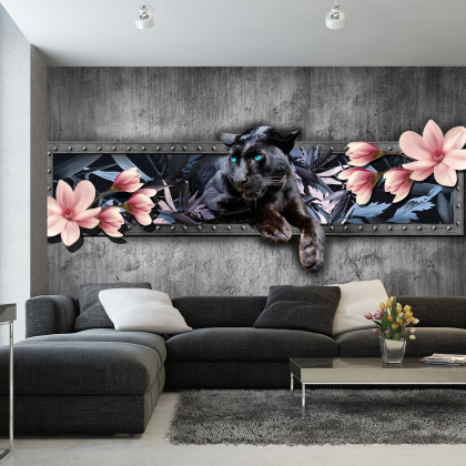 Fototapeta Pantera Z Kwiatami Magnolii