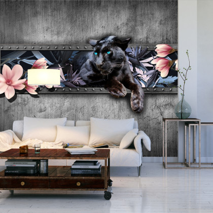 Fototapeta Pantera Z Kwiatami Magnolii