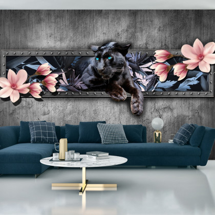 Fototapeta Pantera Z Kwiatami Magnolii