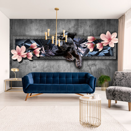 Fototapeta Pantera Z Kwiatami Magnolii