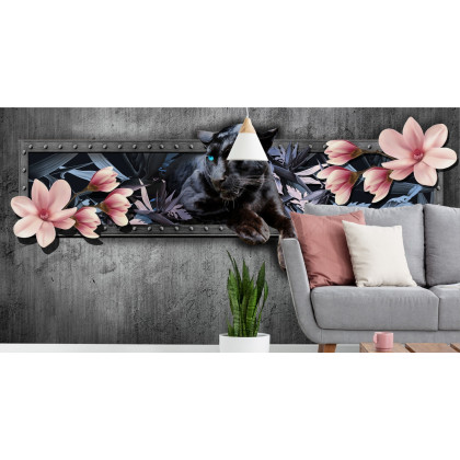 Fototapeta Pantera Z Kwiatami Magnolii