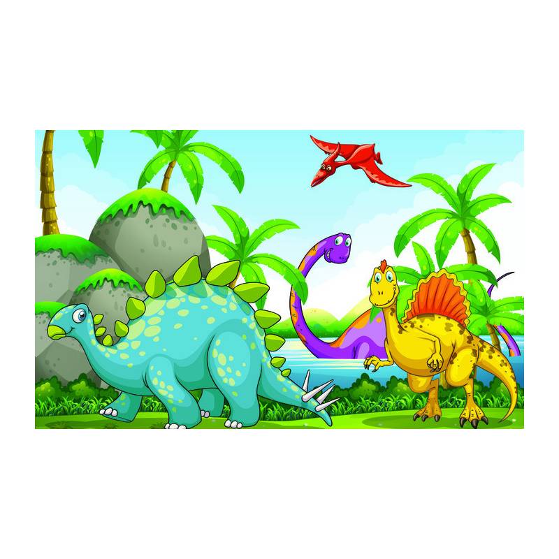 Fototapeta Dinozaury Zieleń I Palmy