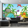 Fototapeta Dinozaury Zieleń I Palmy